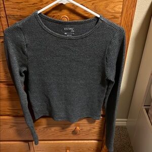 Women's Pacsun Ribbed Long Sleeve Top - Charcoal